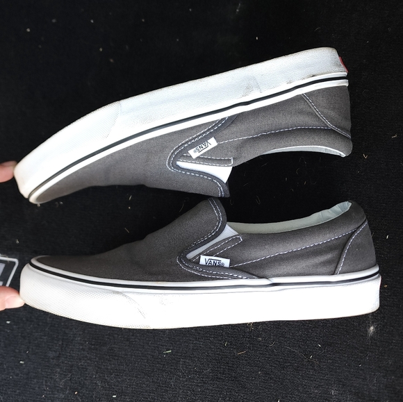 Vans Grey Classic Slip On Shoes - Picture 5 of 9